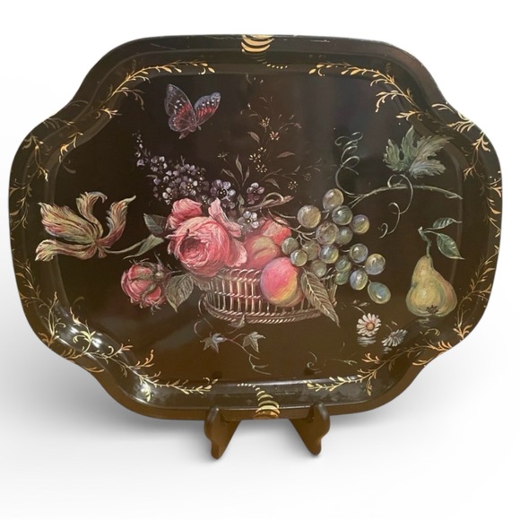 Vintage Hand painted large Elite tray made in England  16 x 13 - Picture 2 of 7